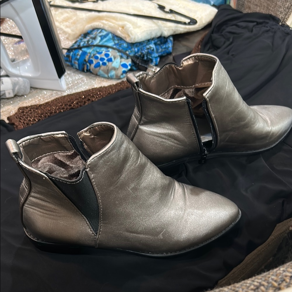 Silver Ankle Booties with Sleek Design